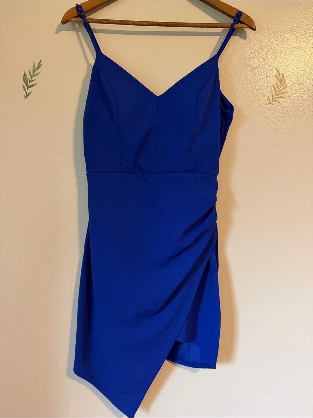 Emerald Sunday Blue Spaghetti Strap Asymmetric Dress Large